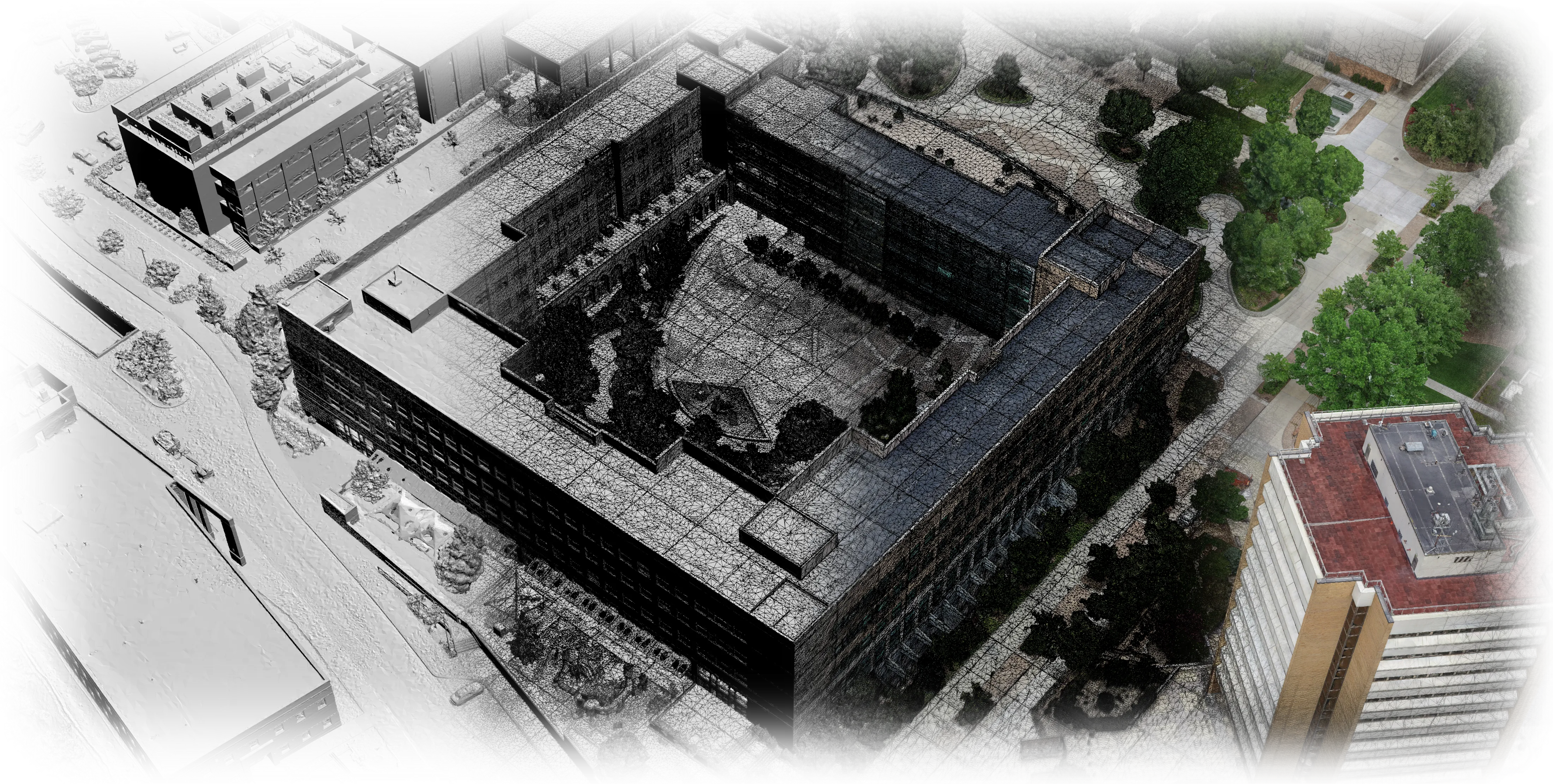 Point-cloud merge visualization during creation of the BYU campus model