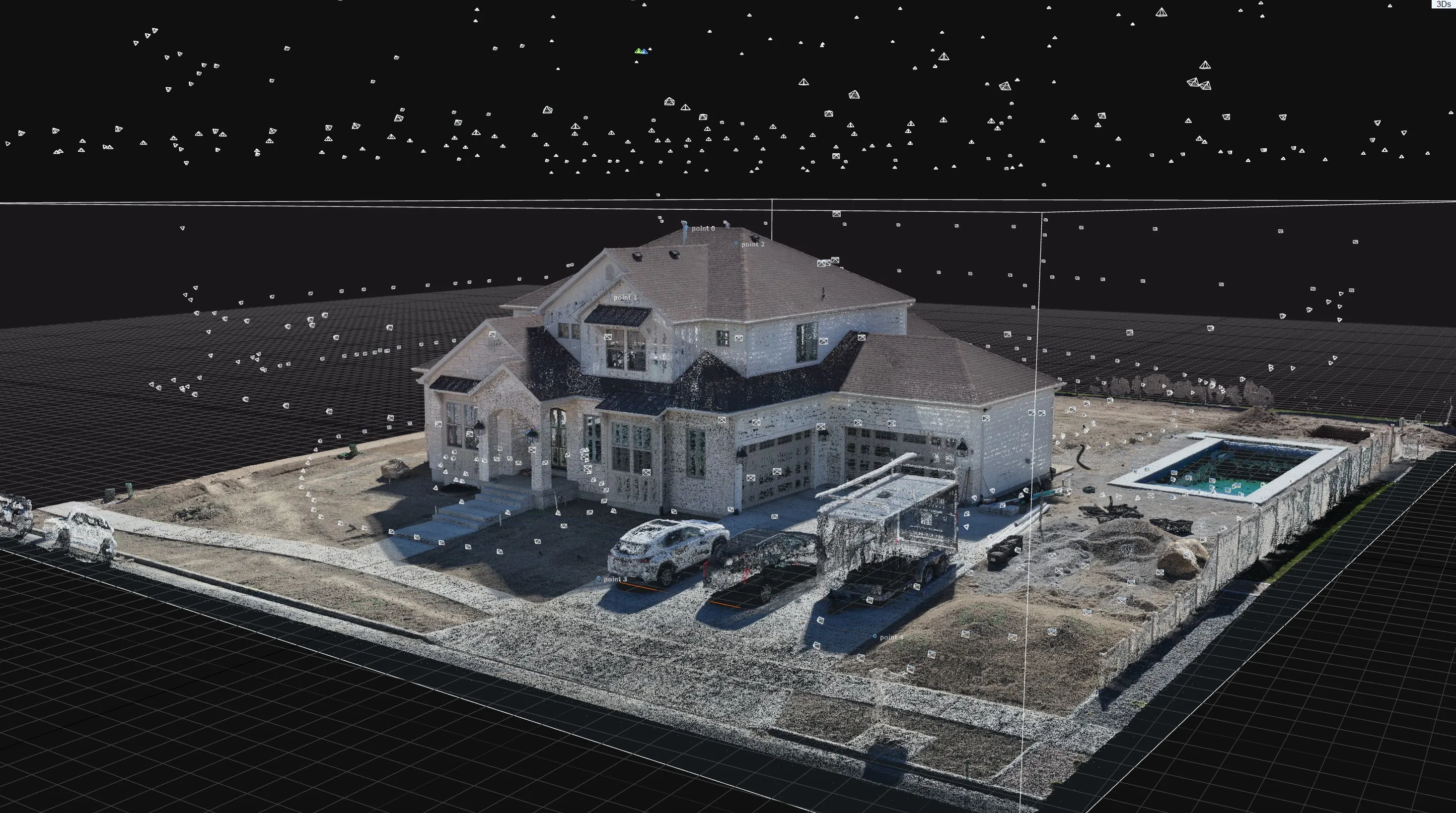 3D point-cloud model of a residential landscaping site